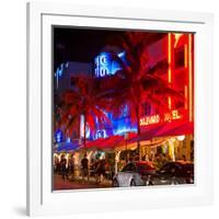 Colorful Street Life at Night - Ocean Drive - Miami-Philippe Hugonnard-Framed Photographic Print