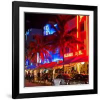 Colorful Street Life at Night - Ocean Drive - Miami-Philippe Hugonnard-Framed Photographic Print