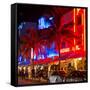 Colorful Street Life at Night - Ocean Drive - Miami-Philippe Hugonnard-Framed Stretched Canvas