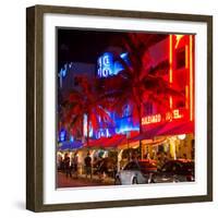 Colorful Street Life at Night - Ocean Drive - Miami-Philippe Hugonnard-Framed Photographic Print