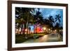 Colorful Street Life - Ocean Drive by Night - Miami-Philippe Hugonnard-Framed Photographic Print