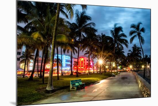 Colorful Street Life - Ocean Drive by Night - Miami-Philippe Hugonnard-Mounted Photographic Print