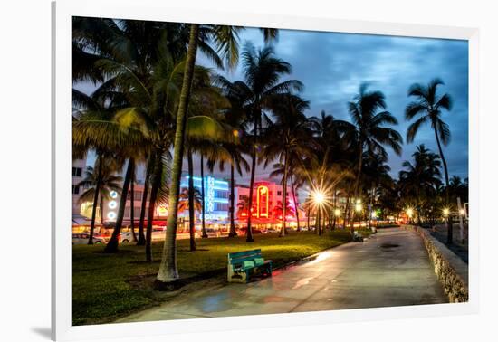 Colorful Street Life - Ocean Drive by Night - Miami-Philippe Hugonnard-Framed Photographic Print