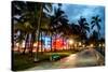 Colorful Street Life - Ocean Drive by Night - Miami-Philippe Hugonnard-Stretched Canvas