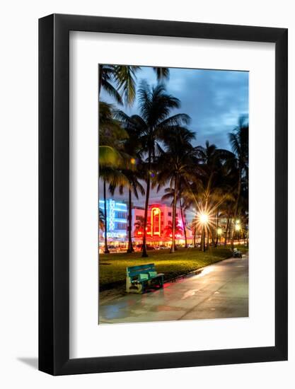 Colorful Street Life - Ocean Drive by Night - Miami-Philippe Hugonnard-Framed Photographic Print