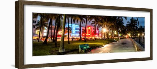 Colorful Street Life - Ocean Drive by Night - Miami-Philippe Hugonnard-Framed Photographic Print