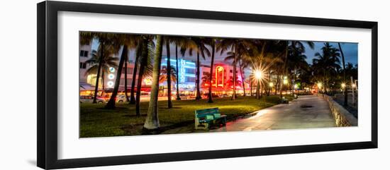 Colorful Street Life - Ocean Drive by Night - Miami-Philippe Hugonnard-Framed Photographic Print