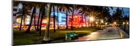 Colorful Street Life - Ocean Drive by Night - Miami-Philippe Hugonnard-Mounted Photographic Print