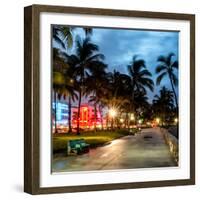 Colorful Street Life - Ocean Drive by Night - Miami-Philippe Hugonnard-Framed Photographic Print