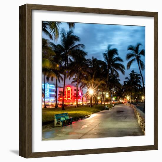 Colorful Street Life - Ocean Drive by Night - Miami-Philippe Hugonnard-Framed Photographic Print