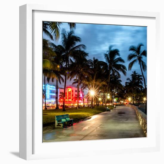 Colorful Street Life - Ocean Drive by Night - Miami-Philippe Hugonnard-Framed Photographic Print