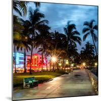 Colorful Street Life - Ocean Drive by Night - Miami-Philippe Hugonnard-Mounted Photographic Print