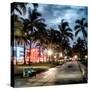 Colorful Street Life - Ocean Drive by Night - Miami-Philippe Hugonnard-Stretched Canvas