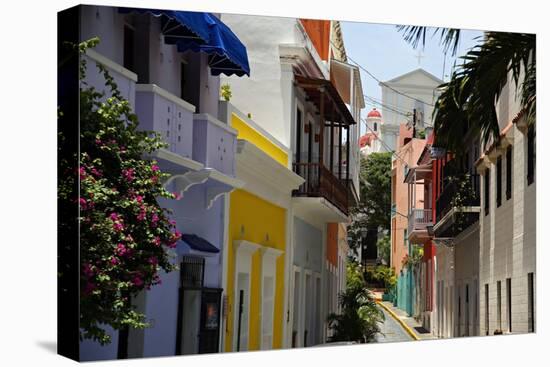 Colorful Street, Old San Juan, Puerto Rico-George Oze-Stretched Canvas