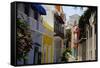 Colorful Street, Old San Juan, Puerto Rico-George Oze-Framed Stretched Canvas