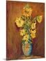 Colorful Sunflowers Bouquet On Brown Background-kirilstanchev-Mounted Art Print