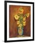 Colorful Sunflowers Bouquet On Brown Background-kirilstanchev-Framed Art Print