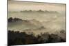 Colorful Sunrise over Borobudur Temple in Misty Jungle Forest, Indoneisa-mazzzur-Mounted Photographic Print