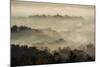 Colorful Sunrise over Borobudur Temple in Misty Jungle Forest, Indoneisa-mazzzur-Mounted Photographic Print