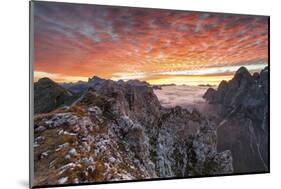 Colorful Sunrise over the Ridges of the Pale of the Balconies, Pala Group-ClickAlps-Mounted Photographic Print