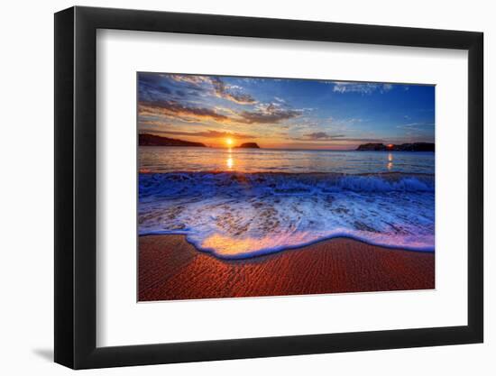 Colorful Sunrise with a Breaking Wave-West Coast Scapes-Framed Premium Photographic Print