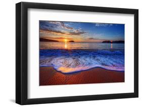 Colorful Sunrise with a Breaking Wave-West Coast Scapes-Framed Premium Photographic Print