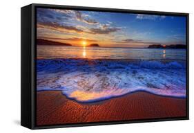 Colorful Sunrise with a Breaking Wave-West Coast Scapes-Framed Stretched Canvas