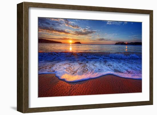 Colorful Sunrise with a Breaking Wave-West Coast Scapes-Framed Photographic Print