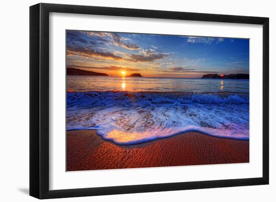 Colorful Sunrise with a Breaking Wave-West Coast Scapes-Framed Photographic Print