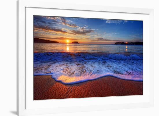 Colorful Sunrise with a Breaking Wave-West Coast Scapes-Framed Photographic Print