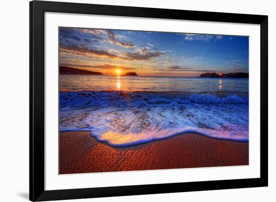 Colorful Sunrise with a Breaking Wave-West Coast Scapes-Framed Photographic Print