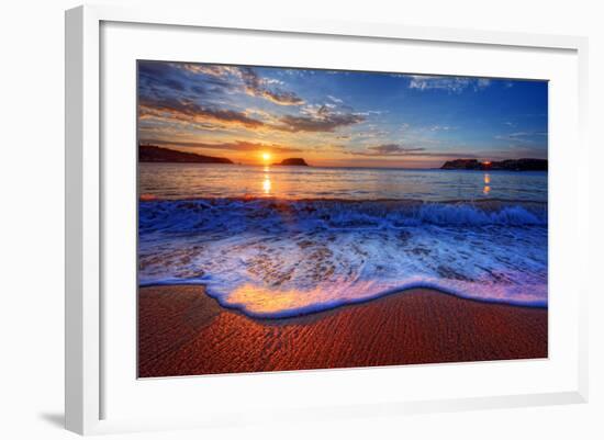 Colorful Sunrise with a Breaking Wave-West Coast Scapes-Framed Photographic Print