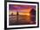 Colorful sunset, Haystack Rock sea stacks, Canon Beach, Clatsop County, Oregon.-William Perry-Framed Photographic Print