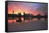 Colorful Sunset over Portland Downtown Waterfront-jpldesigns-Framed Stretched Canvas