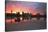 Colorful Sunset over Portland Downtown Waterfront-jpldesigns-Stretched Canvas