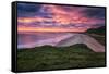 Colorful Sunset over the Beach in Rhossili on the Gower Peninsula, Wales, United Kingdom-Frances Gallogly-Framed Stretched Canvas