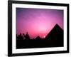 Colorful Sunset Silhouetting Men and Camels at the Great Pyramids of Giza, Egypt-Bill Bachmann-Framed Photographic Print