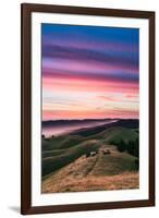 Colorful sunset with pink clouds on Mt. Tam in San Francisco with rolling, golden hills-David Chang-Framed Photographic Print