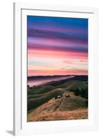 Colorful sunset with pink clouds on Mt. Tam in San Francisco with rolling, golden hills-David Chang-Framed Photographic Print