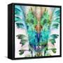 Colorful Symmetric Layer Work from Gladiolus Blossoms in Blue-Alaya Gadeh-Framed Stretched Canvas