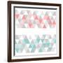 Colorful Tile Vector Background or Pattern Illustration. Grey, Pink and Mint Green Pastel Triangle-IngaLinder-Framed Art Print