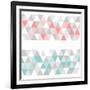 Colorful Tile Vector Background or Pattern Illustration. Grey, Pink and Mint Green Pastel Triangle-IngaLinder-Framed Art Print