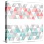 Colorful Tile Vector Background or Pattern Illustration. Grey, Pink and Mint Green Pastel Triangle-IngaLinder-Stretched Canvas