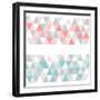 Colorful Tile Vector Background or Pattern Illustration. Grey, Pink and Mint Green Pastel Triangle-IngaLinder-Framed Art Print