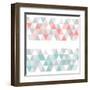 Colorful Tile Vector Background or Pattern Illustration. Grey, Pink and Mint Green Pastel Triangle-IngaLinder-Framed Art Print