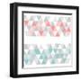 Colorful Tile Vector Background or Pattern Illustration. Grey, Pink and Mint Green Pastel Triangle-IngaLinder-Framed Art Print