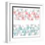 Colorful Tile Vector Background or Pattern Illustration. Grey, Pink and Mint Green Pastel Triangle-IngaLinder-Framed Art Print