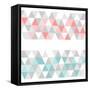 Colorful Tile Vector Background or Pattern Illustration. Grey, Pink and Mint Green Pastel Triangle-IngaLinder-Framed Stretched Canvas