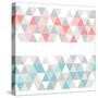 Colorful Tile Vector Background or Pattern Illustration. Grey, Pink and Mint Green Pastel Triangle-IngaLinder-Stretched Canvas