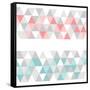 Colorful Tile Vector Background or Pattern Illustration. Grey, Pink and Mint Green Pastel Triangle-IngaLinder-Framed Stretched Canvas